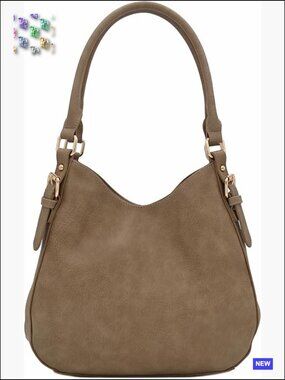 Faux Leather Hobo Bag Lightweight 3 Compartment Medium Shoulder Bag Chic